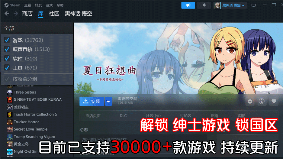 Steam游戏入库界面展示